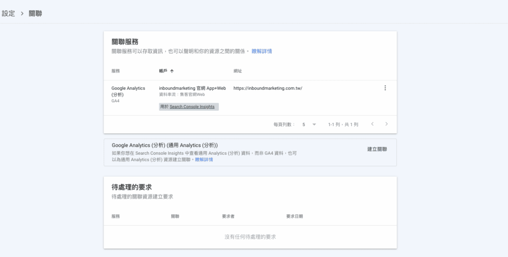 Google Search Console 與 Google Analytics 分析進行關聯