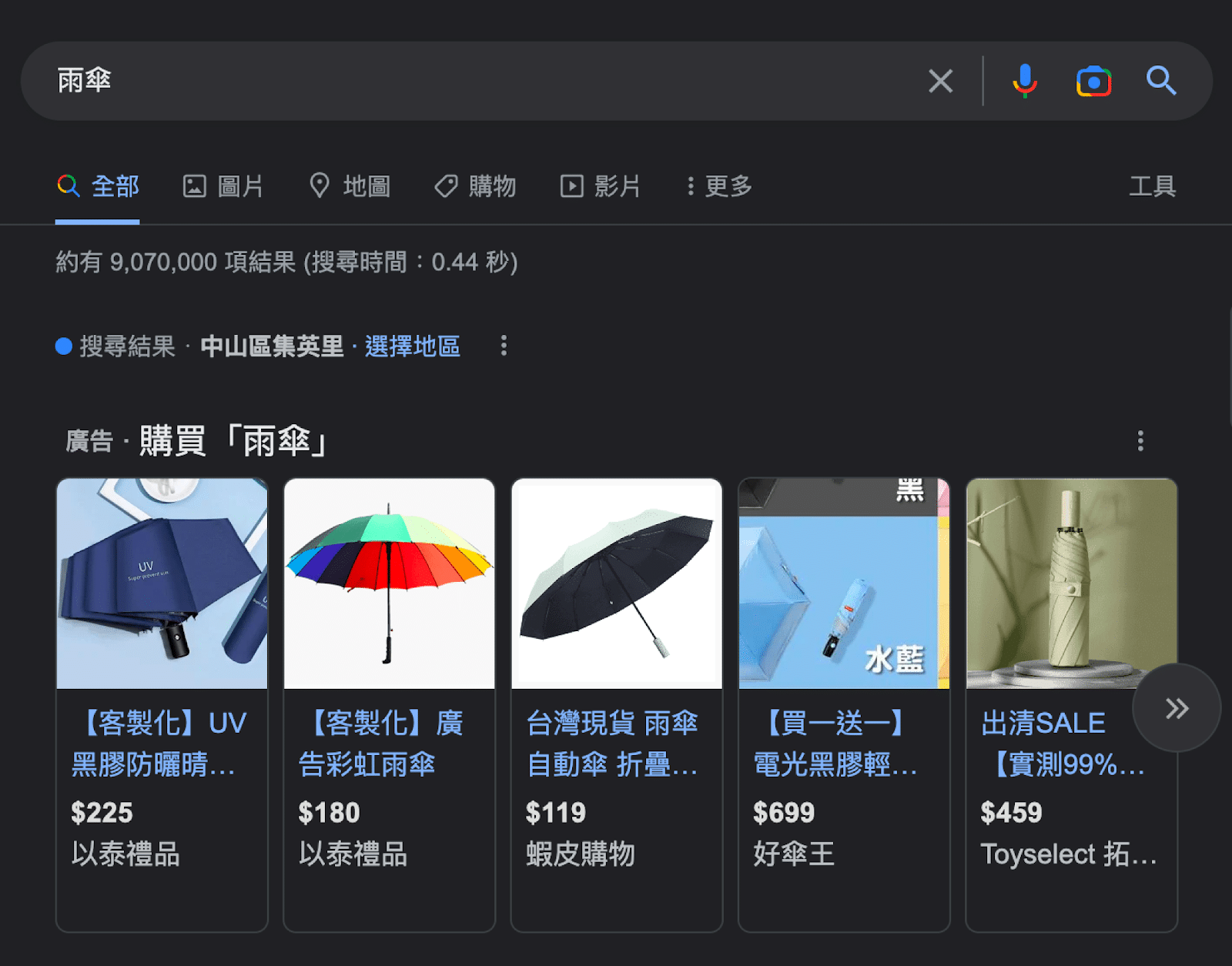 SERP 中呈現 Google 購物廣告